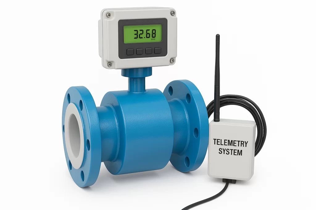 electromagnetic digital water flow meter with telemetry system