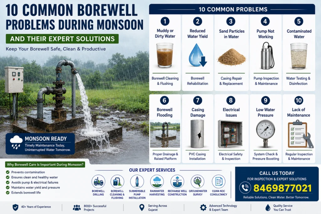 10 Common Borewell Problems During the Monsoon Season and Their Expert Solutions