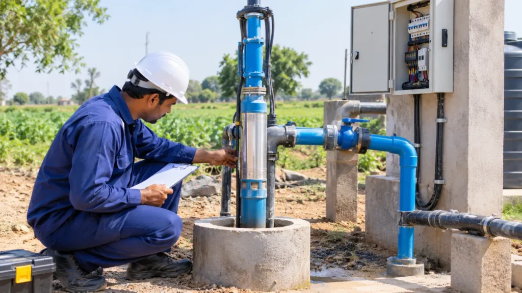 Borewell Pump Inspection in the Field